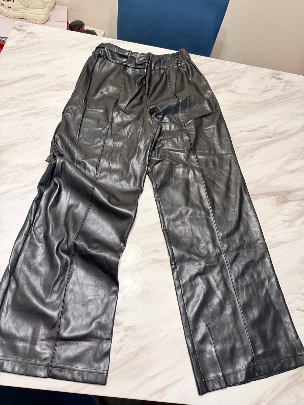 Forever 21 Black Faux Leather Straight-Leg Pants